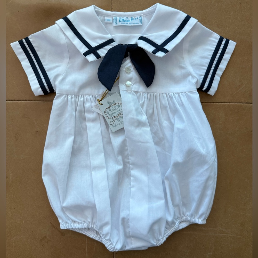 Feltman Bros Hand Embroidered Sailor Suit 3M NWT